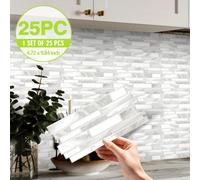 25 pezzi Adesivi per paraschizzi in marmo, in vinile autoadesivi, impermeabili, resistenti all'olio e al calore, 9.84x4.72 pollici, per cucina Stile A-25 pezzi * 9,84x4,72 pollici,Stile B-25 pezzi * 9