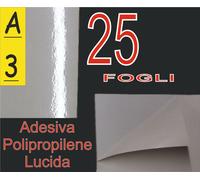 25 PEZZI AUTO ADESIVA BIANCA VINILE PVC LUCIDA X STAMPANTE LASER E SERIGRAFIA A3