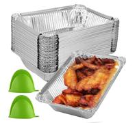 25 Pezzi Ciotole Per Barbecue In Alluminio,Vaschette Vassoio Teglia Contenitori,Ciotole In Alluminio Per Barbecue,Contenitori Rettangolari Grill,Portare Presine Silicone Da Cucina,210*50*140MM,Kiuiom
