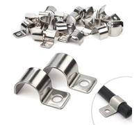 25 Pezzi Collari per Tubi 16mm Fermacavo Unico Foro in Acciaio Inox V2A Supporti a U Morsetti per Tubi Collari Heavy Duty Fissaggi per Cavi Ø 15-16.5mm Tubazioni per Acqua Tubi PVC Installazione