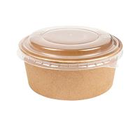 25 pezzi - Combo insalatiere + coperchi Pet 750 ml Ø15/12,8 x 5 cm naturale Kraft