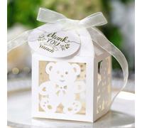 25 pezzi / confezione Set di scatole regalo con orsetti carini, etichette di ringraziamento e nastri per feste di compleanno, vacanze, battesimo, all'ingrosso, Natale Tagli UnicaAnimale,LettereCarta t