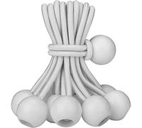 25 pezzi Corde Elastici con Sfera Teloni Elastich Corda Occhiellati Sfera Elastico Telone per Tenditori Gomma Bungee Ball Fissaggio per Tende, Tendoni, Campeggio, Banner, Cavi - Bianco