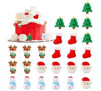 25 Pezzi Decorazioni Natalizie per Torte 5 Design, 5 Pezzi Ciascuno Cake Topper Natalizio In Resina Decorazioni Natalizie per Cupcake con Motivi Natalizi Adatte per Frutta, Gelati e Pasticcini