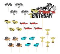 25 Pezzi Di Inserti Decorativi Per Auto Da Corsa, Inserti Decorativi Per Cupcake Per Auto Da Corsa, Decorazioni Scintillanti Per Feste Di Auto Da Corsa, Forniture Per Compleanno