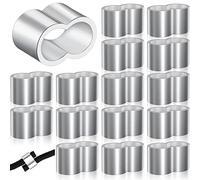 25 Pezzi di Morsetti in Alluminio d'Argento Ghiere per Cavi Metallici Cavi in Gomma Corda per Telone Corda di Espansione e Rimorchio da 8 mm (Doppie Maniche, 0.78 x 0.48 Pollici)