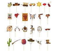 25 Pezzi Di Oggetti Di Scena Per Foto Da Cowboy, Stile Cowboy Occidentale, Oggetti Di Scena A Tema Per Feste Di Compleanno, Oggetti Di Scena Per Foto Portatili, Accessori Per Carnevale