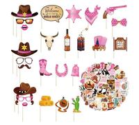 25 Pezzi Di Oggetti Di Scena Per Foto Di Cowboy Occidentali, 50 Adesivi Da Cowboy, Decorazioni Per Feste Da Cowboy, Decorazioni Per Torte Da Cowboy