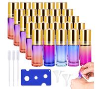 25 pezzi di oli essenziali, rollon bottiglie, bottiglie vuote da 5 ml, rollon in vetro, oli essenziali con sfere in acciaio inox, per oli essenziali aromaterapia