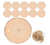 25 Pezzi Dischi di Legno Grezzo per Lavoretti, Rotondi Beige | Cordino in Juta, Bordo Liscio e Superficie Naturale, per Incollare e Decorare a Scuola