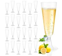 25 Pezzi Flute da Champagne 150ml, Bicchieri da Champagne in Plastica, Bicchieri da Vino Riutilizzabili da 150ml, Bicchieri da Champagne Riutilizzabili per Feste di Compleanno, Matrimoni e Giardino
