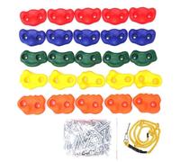 25 pezzi for kit di presa for mani e piedi, prese for parete da arrampicata in giardino, staffa for telaio(Color With Rope)