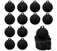 25 pezzi in alluminio per incisione, 3,6 x 3,2 cm, rotonde vuote, etichette identificative per animali domestici, targhette personalizzate per collane, bracciali (nero)