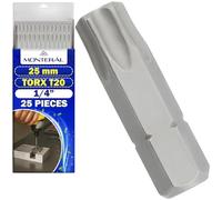 25 Pezzi Inserti per Avvitatore Professionali Torx T20 x 25 mm - Torx Set con Gambo Esagonale 1/4" - Set Punte Avvitatore Realizzato in Acciaio Legato S2 - MONTERAL