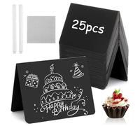 25 Pezzi Mini Lavagna, Cartellini Prezzi 10 x 7.5 cm, Lavagnette Piccole Cancellabile per Buffet, Feste, Ristoranti (Nero)