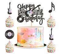 25 pezzi musica compleanno torta decorazione musica note cupcake topper chitarra piccola torta decorazione musica tema decorazioni per gli amanti della musica teatro concerto