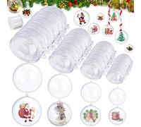 25 Pezzi Palline di Natale Trasparenti, hicoosee Palle di Plastica con Corda, Diametro 4/6/ 8/10 cm Plastica Palle di Natale Riempibile per Decorare Alberi di Natale Matrimoni Capodanno