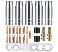 25 Pezzi Parti Usurate, Accessori per Saldatrice a Gas di Protezione per Saldatura AK-15/MB-15, 5 ugelli per gas, 15 ugelli per poveri, M6 0,8 mm, 2 manici per ugello, 2 isolatori, 1 chiave inglese