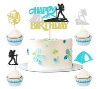 25 pezzi per escursioni, Happy Birthday, decorazione per torte, glitter colorati, per escursioni, per escursioni in montagna, compleanni, decorazioni per torte, backpack, decorazioni per torte
