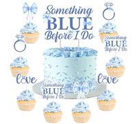 25 pezzi qualcosa di blu prima di me torta topper qualcosa di blu fiocco sposa doccia decorazione amore e anello doppio topper per cupcake topper per sposa sposa doccia addio al nubilato matrimonio