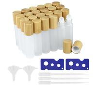 25 Pezzi Roll On Vuoto per Oli Essenziali,Roll On Vuoto 10 ml, in vetro trasparente, con rullo in acciaio inox e coperchio in bambù, per olio essenziale, spa, massaggio