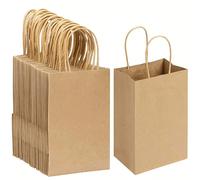 25 pezzi Sacchetti di carta kraft marrone con manici - Sacchetti da asporto 100% , adatti per attività commerciali, al dettaglio, alimentari, boutique, pacchi, imballaggi e uso domestico in cucina 50