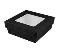 25 pezzi - Scatolette+coperchi con finestra 'Thepack' 500 ml 230 G/M2 + Opp 12 x 12 x 5 cm nero cartone ondulato Nano-Micro