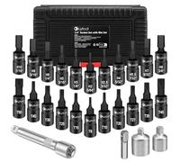 25 Pezzi Set Bussole Torx Esagonali 1/4'',Lytool Set Chiavi a Bussola Torx,Set Bussole Torx e Esagonale,Attacco da 1/4'' 3/8'' 1/2'' per Apparecchio Elettrico,Meccanica Riparazione Moto Bici