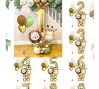 25 pezzi/Set di decorazioni per feste di compleanno a tema animali selvatici della giungla, set di palloncini adorabili a tema animali selvatici che include palloncini a forma di testa di leone e gira