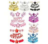 25 pezzi Set di palloncini in lattice da 16 pollici con lettere e stelle stampati, decorazione per feste, San Valentino, ritorno a scuola vestito rosa,vestito blu,vestito d'argento,vestito d'oro,abito