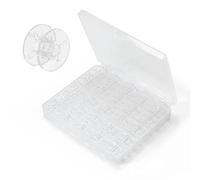 25 Pezzi Spolette per macchina da cucire in plastica, con scatola, bobine macchina da cucire universali per accessori cucito, porta rocchetti di filo e progetti DIY, Trasparente