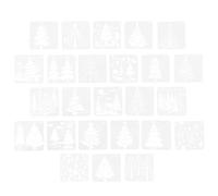 25 Pezzi Stencil di Natale in PET Riutilizzabile | Templato per Progetti Creativi, Lavabile Acqua, Bordo Liscio senza Sbavature, per Decorazioni Natalizie