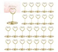 25 Pezzi Titolari di Carta Numero di Tabella, 31 x 50mm Segnaposto Tavolo Oro, Forma di Cuore Segnaposto Metallo, Segnaposti Matrimoni per La Decorazione Feste di Compleanno