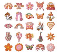25 Pezzi Toppe Termoadesive Hippie Boho Segni della Pace Ricamate Toppe da Stiro Patch Termoadesivi per Tessuti Patch Termoadesivi per Abbigliamento per Zaino, Giacca, Jeans, Camicia e Fai da Te
