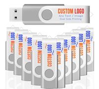 [25 pezzi] Unità flash USB con logo personalizzato da 128 MB confezione da 25, JBOS confezione grande, chiavette USB personalizzate con il tuo logo, articoli promozionali personalizzati - Grigio