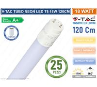 25 PEZZI V-TAC VT-1277 SMD TUBO NEON LED NANO PLASTIC T8 G13 18W LAMPADINA 120CM