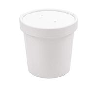 25 pezzi - Vaschette + coperchi 360 ml 18Pe + 340 + 18 Pe G/M2 Ø9/7,2 x 8,4 cm bianco cartone