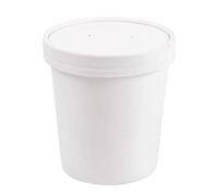 25 pezzi - Vaschette + coperchi 480 ml 18Pe + 340 + 18 Pe G/M2 Ø9,6/7,5 x 10 cm bianco cartone