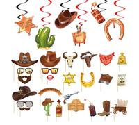25 Pezzi Western Cowboy, 6 Pezzi Decorazioni a Spirale per Feste West-West