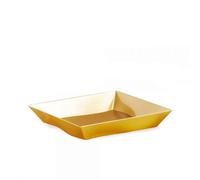 25 Piatti di plastica quadrati riutilizzabili Vanity oro 16x16 cm
