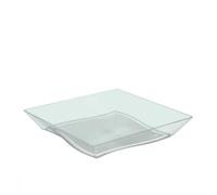 25 Piatti di plastica quadrati riutilizzabili Vanity verde vetro 16x16cm