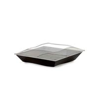 25 Piatti di plastica rigida neri riutilizzabili con coperchio Vanity 16x16cm