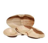 25 Piatti doppio scomparto in foglia di palma naturale 26x16 cm