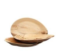 25 Piatti ovali in foglia di palma naturale 26x16 cm
