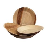 25 Piatti piani in foglia di palma naturale Ø22 x h 2,5 cm