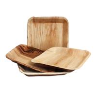 25 Piatti piani quadrati in foglia di palma naturale 24x24xh3 cm