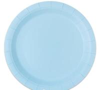 25 Piatto in cartoncino diametro 18 cm monouso BIODEGRADABILE - ecolor - addobbo decoro tavola feste di compleanno, natale, matrimonio, anniversario, nozze, capodanno, party ecc. (CELESTE)