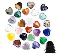 25 pietre di cuore di cristallo con 1 sacchetto di flanella, cristalli energetici naturali, cristalli di cuore, pietre di cuore, pietre di cuore, pietre tascabili