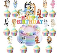 25 piezas perro azul Decoracion Tarta,Temática azul Decoracion Tarta,Decoración de pastel de cachorros de dibujos animados,decoración temática de fiesta de cumpleaños para niños