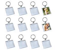 25 portachiavi per foto in acrilico trasparente a forma quadrata con cornice portachiavi con inserto personalizzato a scatto portachiavi portachiavi a scatto con portachiavi ideale per il fai da te